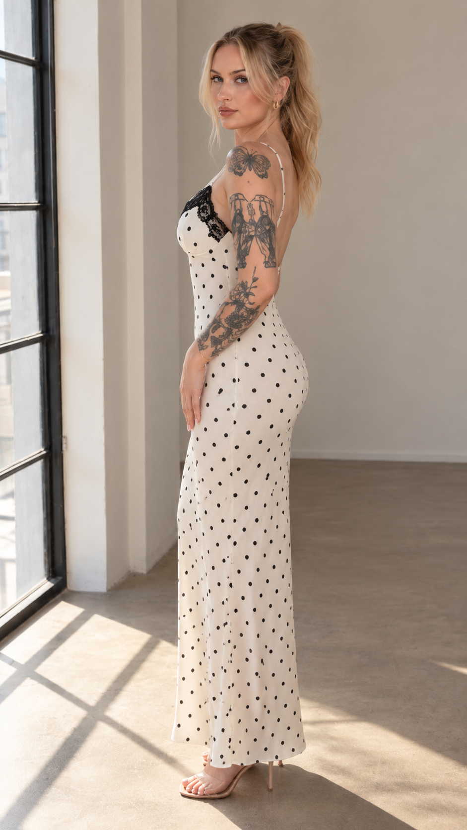 Eloriane Colette Lace Polka Dot Maxi Dress