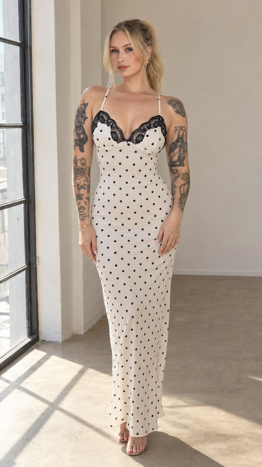 Eloriane Colette Lace Polka Dot Maxi Dress