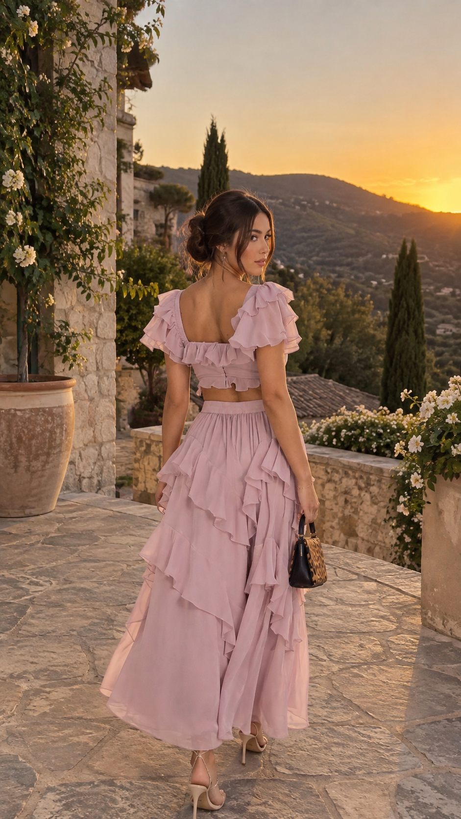 Eloriane Delia Ruffle Corset Top & Maxi Skirt Set
