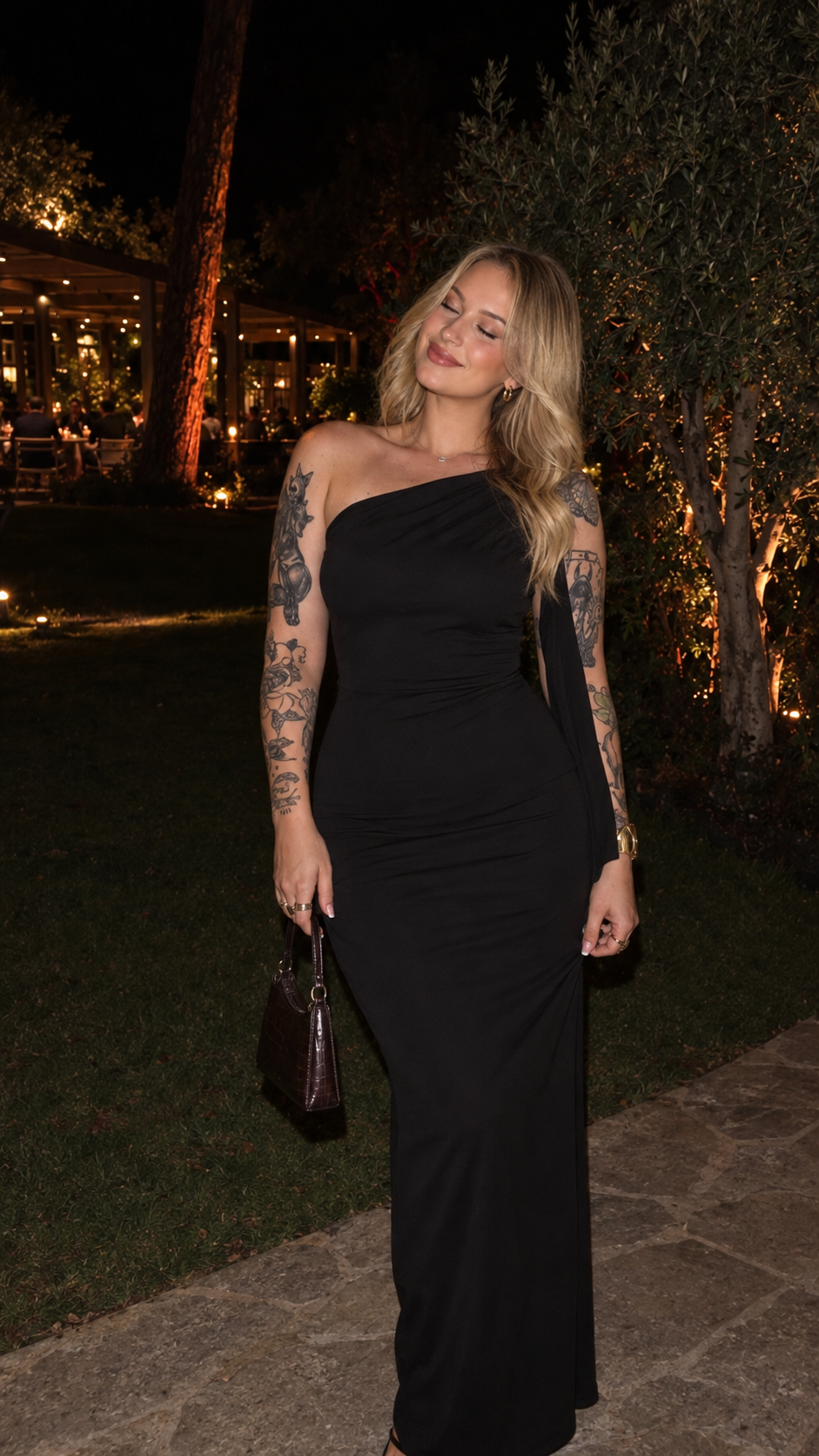 Eloriane Solene One Shoulder Draped Maxi Dress